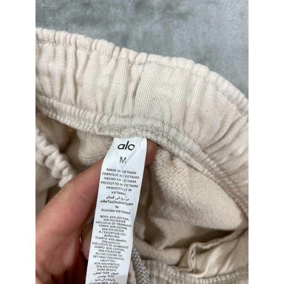 ALO Accolade Sweatpants Women's Size M Ivory Drawstring Waist Joggers - Picture 4 of 11